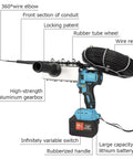 Badass Cordless Wire Threader And Through Wall Cable Puller Backed By Rock Solid 6000mAh Battery, features include 360° wire elbow and rubberized handle.
