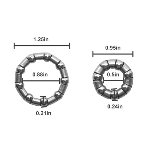 Rear Coaster Hub Bearings Set For Bikes, 2x 7/32 x 9 Bearings And 1x 1/4 x 7 Bearing, dimensions shown