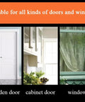 Stainless Steel Slide Barrel Bolt 4 Pack for Gates Cabinets Windows Fences displayed on various doors and a window.