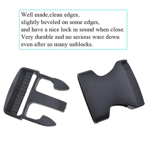 1.5 Inch Quick Side Release Buckles 4 Pack No Fuss Durable Plastic Clips For Nylon Webbing Straps, black, close-up view