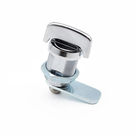 Keyless Cam Lock For Locker Cabinet And Bathroom Zinc Alloy Diecast With Rustproof Chrome Plated Finish, angled view