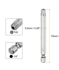 Heavy Duty 2 Pack T40 Security Torx Bits For Quarter Inch Hex Shank 3 Inch Long S2 Steel Magnetic Star Driver with T40 head