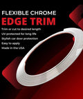 Cowles Custom chrome edge trim roll for vehicles, 1/2 in x 18 ft, flexible PVC automotive body molding