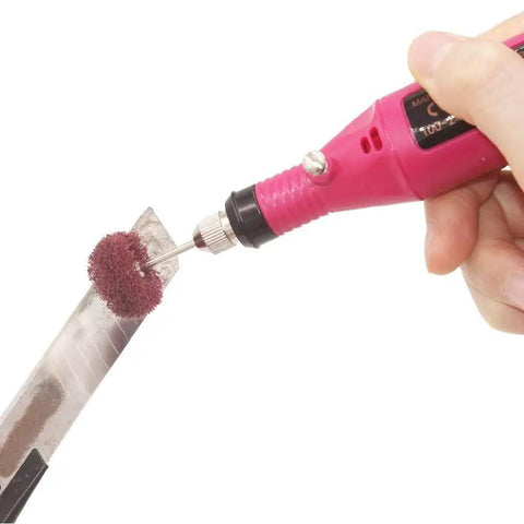 Using Fine Abrasive Wheel Brush Polishing Buff Set For Rotary Tools, 2.35mm Mandrel, on a metal surface