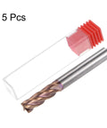 Front view of a 6mm carbide square-end mill, 50mm shank, TiSiN-coated, 4-flute, in clear plastic case.