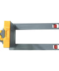 Compact Electric Pallet Jack Truck With Lithium Battery, 48 Inch Forks, top view showing forks and control handle.