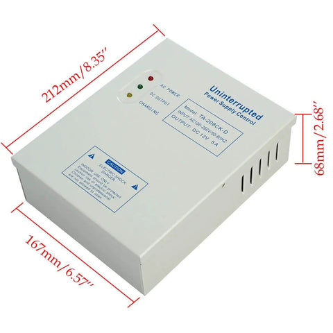 Built To Last Power Supply Controller for door access systems and intercom cameras, converts 110V-240V AC to 12V DC 5A output