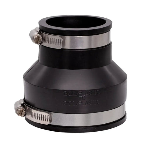 Flexible PVC Reducing Pipe Coupling 3 Inch To 2 Inch For Cast Iron And Plastic Plumbing Leak Proof Chemical Resistant Durable Elastomeric Fit Easy Install 2 Pack black reducer coupling with hose clamps