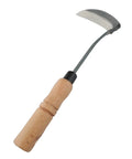Japanese Nejiri Kama Weeding Sickle with wooden handle and steel blade, perfect tool for gardeners. Traditional Craftsmanship Made In Japan.