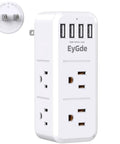 10 In 1 Wall Outlet Extender With USB And Rotating Plug 1700J Surge Protector Six Outlets On Three Sides Plus Four USB Ports