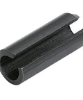 Close-up of a single black slotted spring dowel pin from the Assorted Roll Pins Kit Slotted Spring Dowel Pins 450 Piece Set.
