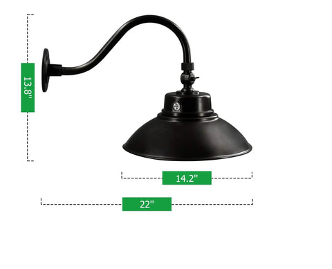 Two Pack 14 Inch Barn Light Outdoor Dusk To Dawn With Photocell, 42W 4200LM 5000K Farmhouse Porch And Doorway Lighting shown in black