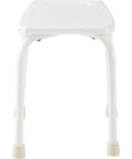 Front view of Bath Safety Tub And Shower Seat With 16 Inch Height In White Non Slip Poly Seat With Drainage Slots Integrated Handles