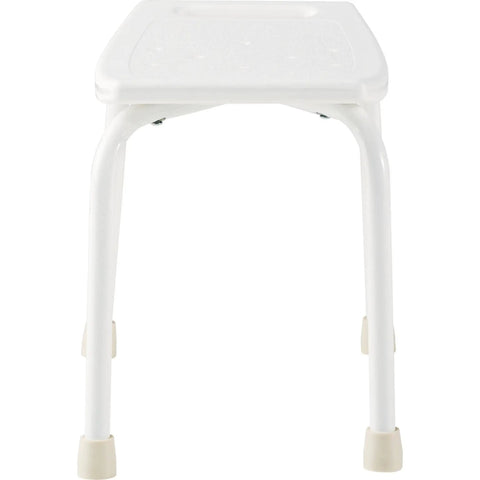 Front view of Bath Safety Tub And Shower Seat With 16 Inch Height In White Non Slip Poly Seat With Drainage Slots Integrated Handles