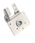 304 stainless steel adjustable torque hinge with dual axes, square mounting plate, close-up view