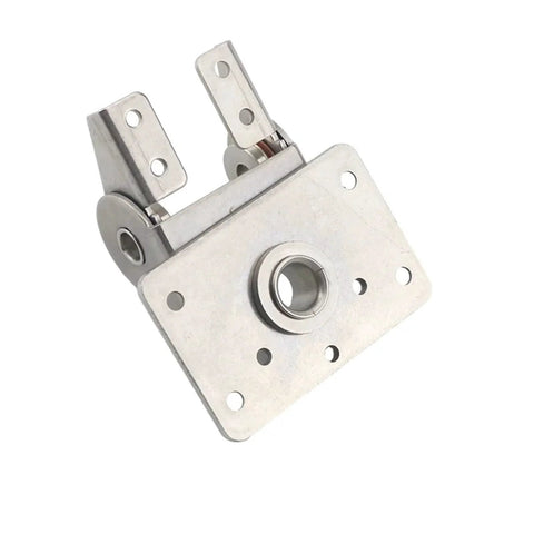Stainless steel dual-axis torque hinge with square mounting plate and rotating tilting joint, 1 piece
