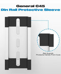 Close-up of a General C45 Din Rail Protective Sleeve with rail guards, showing protective design and safety features.