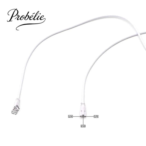 6 Foot LED Tube Light Linkable Cord For T5 And T8 Fixtures Double End Connector Cable Power Extension Wire, white, coiled