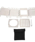 Portable Charcoal Grill With Nonstick Surface, Foldable Outdoor BBQ parts shown with easy assembly setup for camping and picnics.