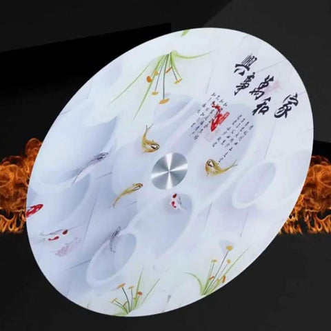 Transparent Glass Lazy Susan Turntable 36 Inch To 40 Inch Round Rotating Serving Tray With Chinese Style Design