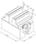 Technical drawing of CNC Self-Centering Vise For Precision Milling H54-8-55L, 75x54x58mm dimensions, compact rust-resistant steel