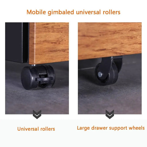 Rolling 3 Drawer Office Filing Cabinet With Lock, Mobile Printer Stand Under Desk Storage, castors for smooth mobility