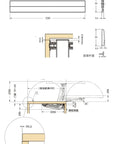 Top Rated Cabinet Hinge System With Damping Silent Slide Rails For Folding Wardrobes And Kitchen Doors technical drawing with dimensions.