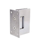 Zero Hassle Heavy Duty Self Closing Shower Door Hinge For Toughened Glass Bathroom Hardware, chrome finish with screw holes.