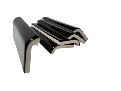 Black 2x6 Inch Ceramic Tile Bullnose Mud Cap Trim Edge Subway Style Dope Gloss Finish 5 Piece Set For Shower Kitchen Bathroom Wall Backsplash