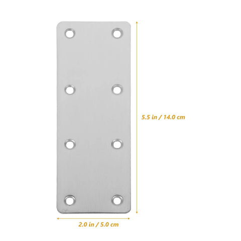 Five Piece Stainless Steel Metal Brackets With Straight Plate Design And Multiple Openings For Cabinet Furniture Wood Repair And Joining Heavy Duty Fixing Supports For DIY Projects