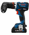 Compact 18V Cordless Drill Driver With Brushless Motor And Rugged Locking Chuck Supporting 5In1 Flexiclick Quick Swap System Paired With A Badass 4Ah Battery Pack side view showing compact design and brushless motor features