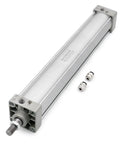 Beefy Pneumatic Air Cylinder 2.5 Inch Bore 27.55 Inch Stroke Single Rod Double Acting with M16x1.5 Threaded Rod PT 3/8 Port and Two Push In Fittings Ready To Run