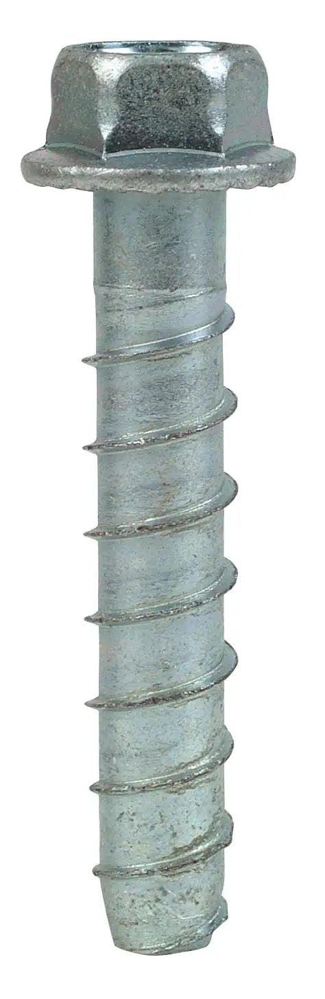 Workhorse Heavy-Duty Screw Anchor For Concrete 0.5 Inch By 3 Inch Hex Washer Head Zinc Plated for sill plates and post bases