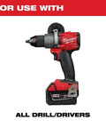 Milwaukee cordless drill/driver with red body and black grip, side view