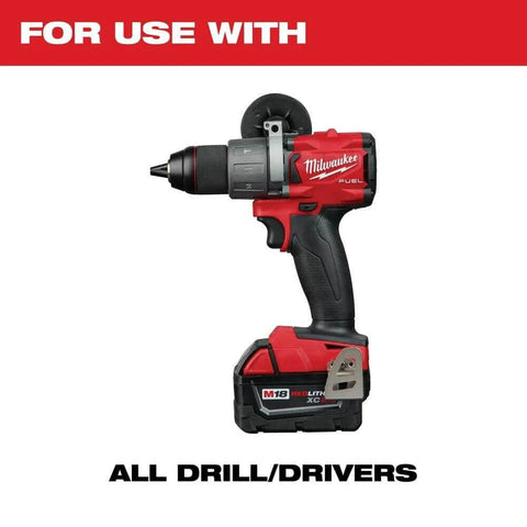 Milwaukee cordless drill/driver with red body and black grip, side view