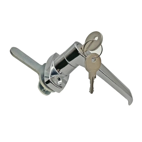 Built Tough L Shape Lever Door Locks For Cabinets Set Of Two Glossy Chrome Plated Zinc Alloy Cam Handles With Rust Proof Coating And Bulletproof Latching System For Desk Drawers key and lock handle