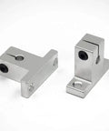 Four Pack SK6 Linear Shaft Support Brackets for 6mm Aluminum Rods, ID 6mm Mounting Brackets for Smooth, Precise Linear Motion in CNC Projects, Rock-Solid Aluminum Components for Tough Builds, shown in two angles