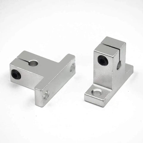 Four Pack SK6 Linear Shaft Support Brackets for 6mm Aluminum Rods, ID 6mm Mounting Brackets for Smooth, Precise Linear Motion in CNC Projects, Rock-Solid Aluminum Components for Tough Builds, shown in two angles