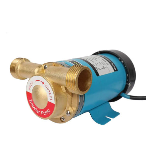 Plug And Play Home Water Booster Pump 115V 60Hz 120W With 1 Inch Outlet, blue aluminum housing, side view