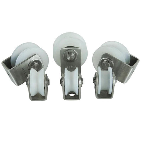 Heavy Duty Nylon Sliding Track Wheel Roller With 304 Stainless Steel Bearing For Industrial Machines Sliding Doors Rolling Gates And Wire Rope Rails H Type 48mm Rock Solid High Load Directional Pulley For Smooth Quiet Operation, front view