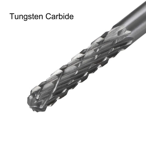 Heavy Duty Pro Grade Tungsten Carbide Rotary Burrs Three Millimeter Diameter With One Eighth Inch Shank Double Cut Cylindrical Radius End For Die Grinder And Drill Bit Wood Soft Metal Carving Polishing Long Life Two Pieces