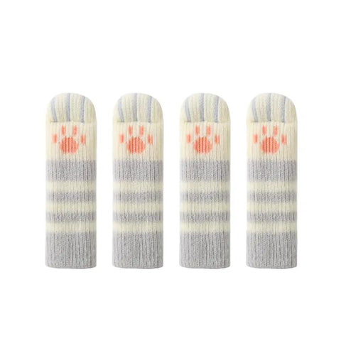 Four Pack High Elastic Chair Leg Socks Durable Double Layer Elastic Woven Fabric Non Slip Noise Reducing Furniture Leg Covers Easy Slip On And Off Gray