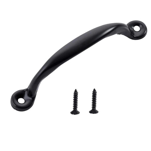 Heavy Duty 4 7 Eighth Inch Cabinet Pull Handle Set Of 50 Black Finish Door Pulls For Cabinets Closets Drawers Barn Doors Gate Hardware Durable Installation Screws Included Ideal For Kitchen Cabinets And Furniture Renovations, shown with two screws on white background.