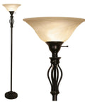 Bronze Floor Lamp With Glass Alabaster Swirl Amber Shade, elegant standing lamp for living room, classic contemporary home decor