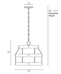 Diagram of 14 Inch Farmhouse Open Drum Pendant Light With Cylinder Glass Shade In White Ash Wood Style And Galvanized Steel Finish
