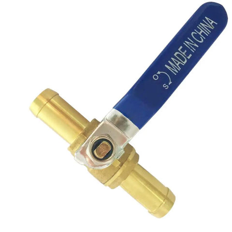 Brass Barb Valve 5/8 Inch Dual End PEX Fittings for Water Oil Gas Shut Off, Blue Handle, Heavy Duty, High Temp Resistant, 230 PSI