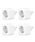 No Mess Eu Smart Wall Switch Four Pack Featuring Homekit Compatibility Alexa Voice Control Built In Power Monitoring And Set And Forget Scheduling For Easy Daily Home Automation, four white smart plugs.