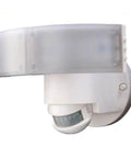 180 Degree LED Motion Security Light for Outdoor Safety White Finish Motion Activated Floodlight viewed from side