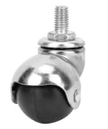 Heavy Duty Universal Ball Bearing Swivel Furniture Casters With 1.5 Inch Screw Stem And Tough PVC Roller Wheels close-up view.