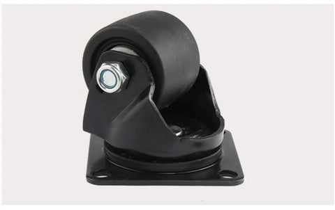 Heavy Duty Swivel Caster Wheels For Furniture Cabinets And Shelves 4 Pack Nylon Industrial Castors With Reinforced Steel Backs side view of black caster with sealed bearing